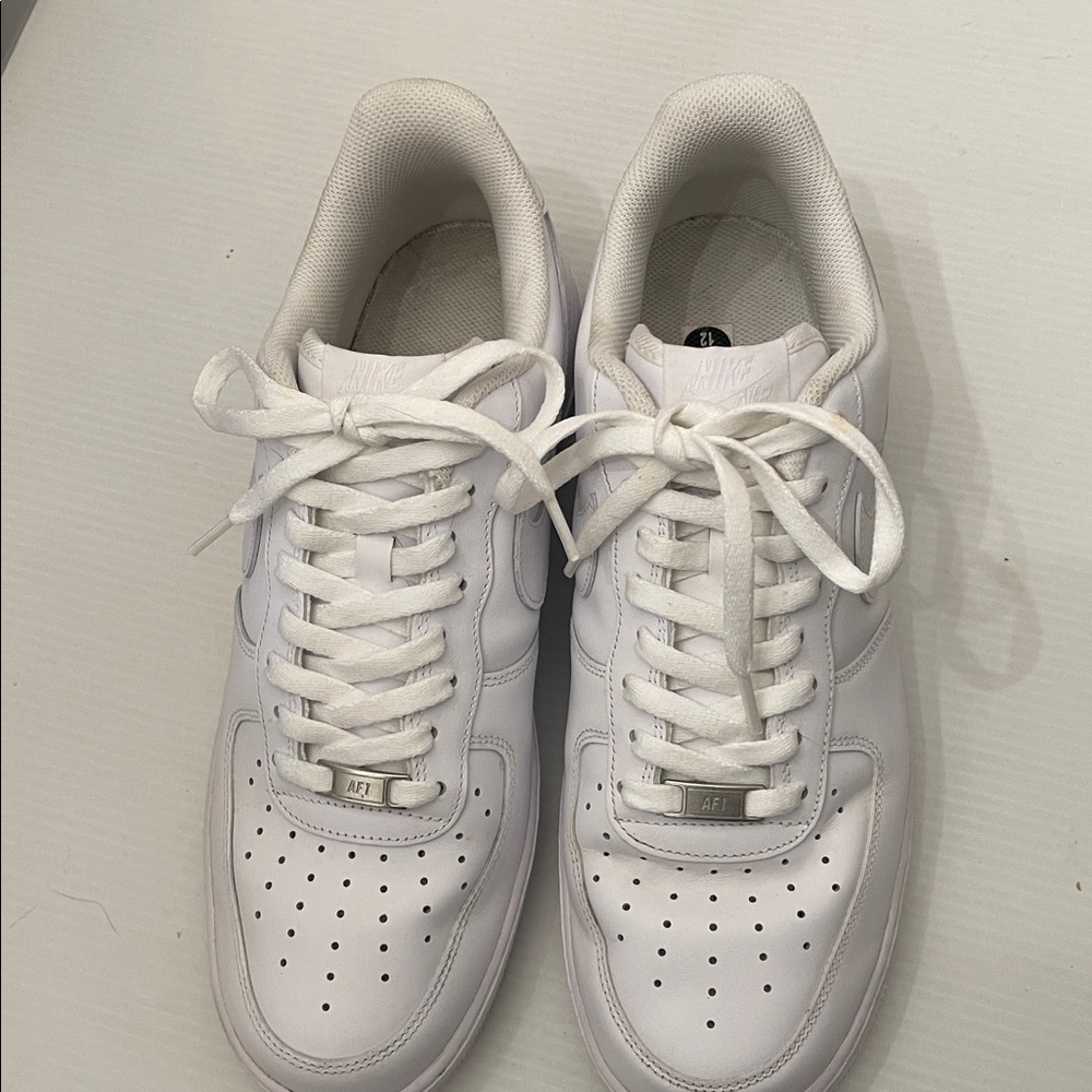 Nike Air Force 1 Low White Sneakers Men’s Size 12 - Picture 2 of 14